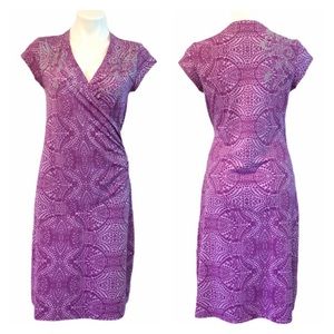 Athleta Paisley Nectar Faux Wrap Ruched Dress M